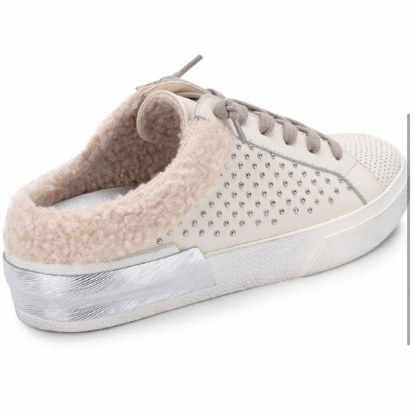 Dolce Vita Womens Zeta Plush White Leather Low-Top Slip-On Sneakers Shoes - Picture 1 of 5